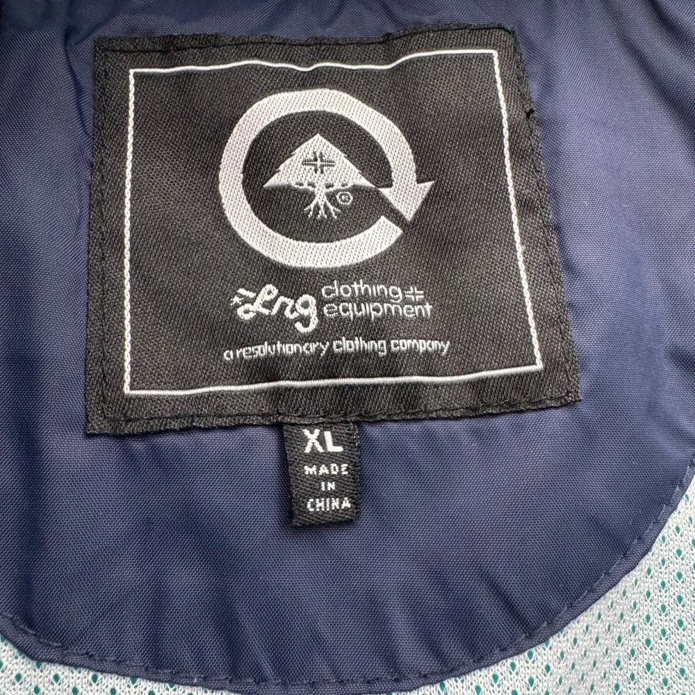 LRG Lifted Research Group Windbreaker Jacket Men XL Teal Navy Blue Outdoor